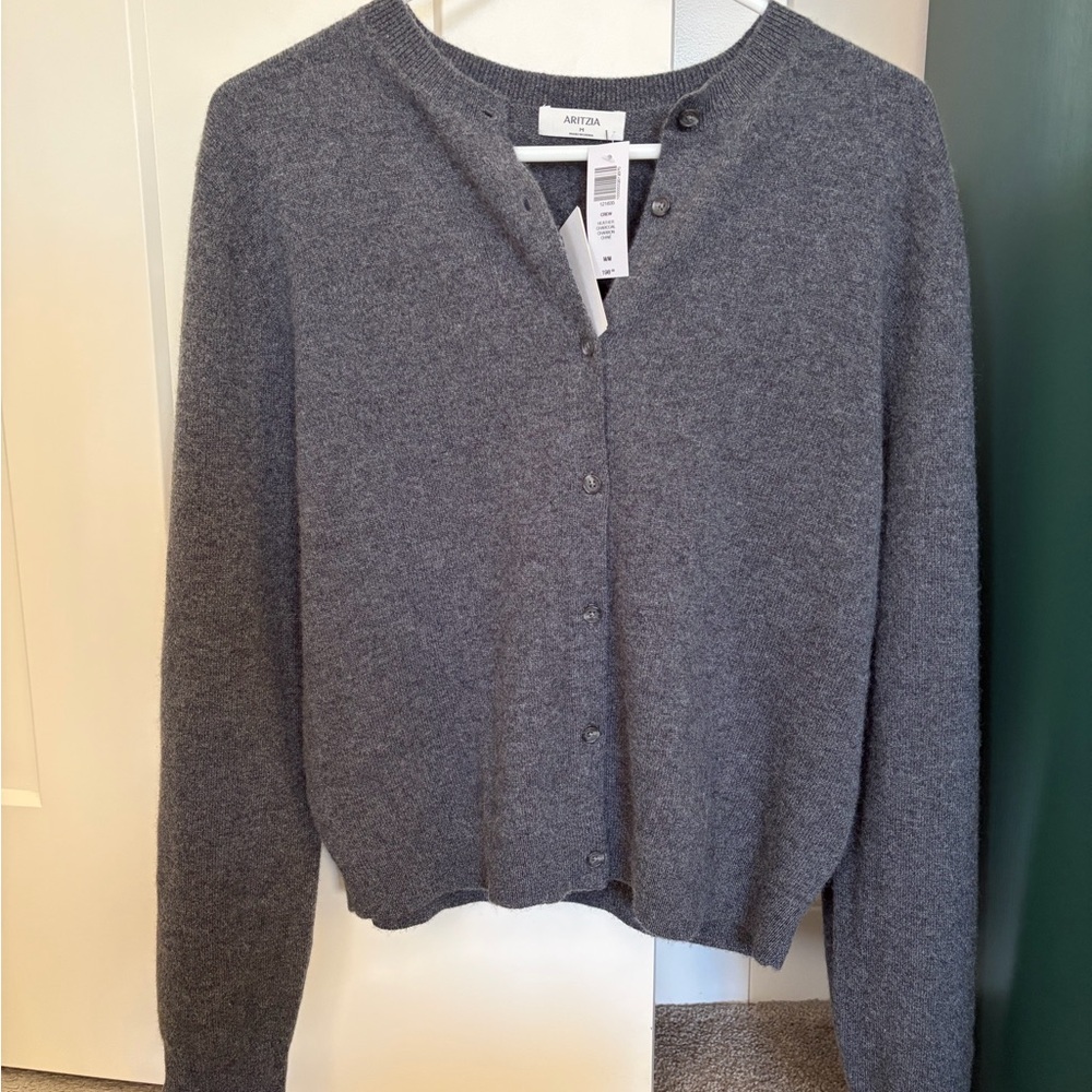 Aritzia Gray Button-Up Cardigan